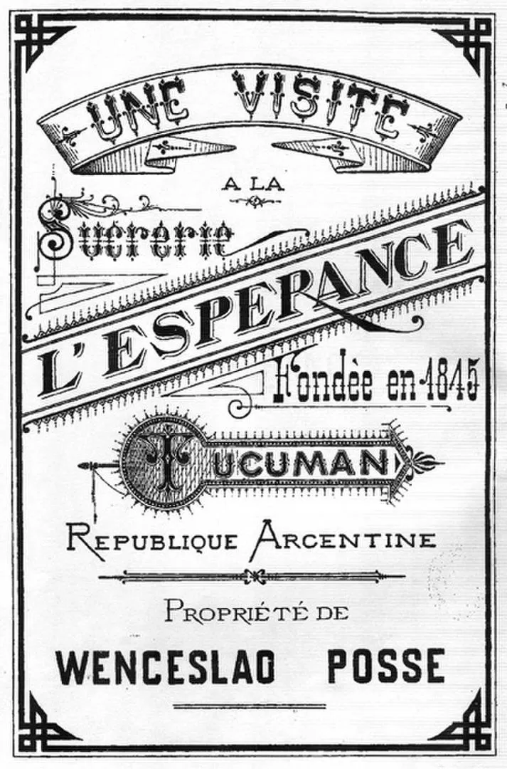 “UNE VISITE A LA SUCRERIE”. Portada del folleto ilustrado sobre la fábrica de Wenceslao Posse, impreso hacia 1888 en Tucumán 