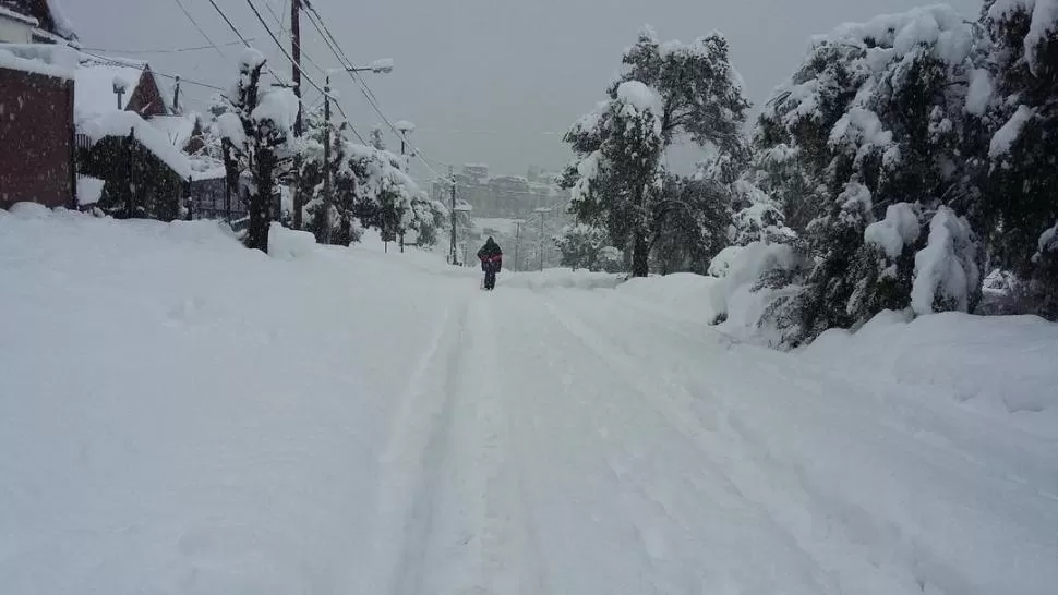 BLOQUEADAS. Las calles de Bariloche quedaron inutilizadas por la cantidad de hielo en las calzadas. twitter soledad maradona 