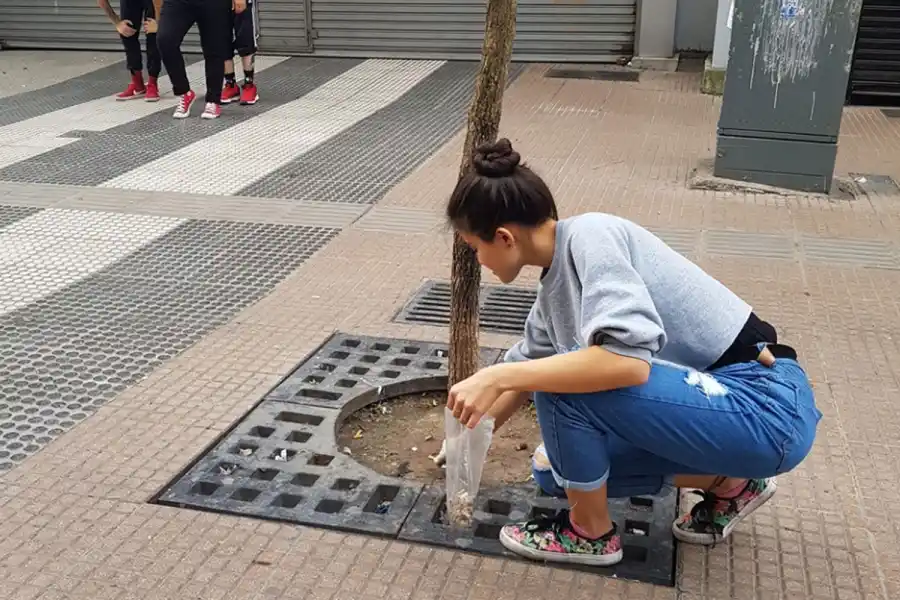 Un grupo de jóvenes recolectó más de 4.000 colillas de cigarrillos en el microcentro