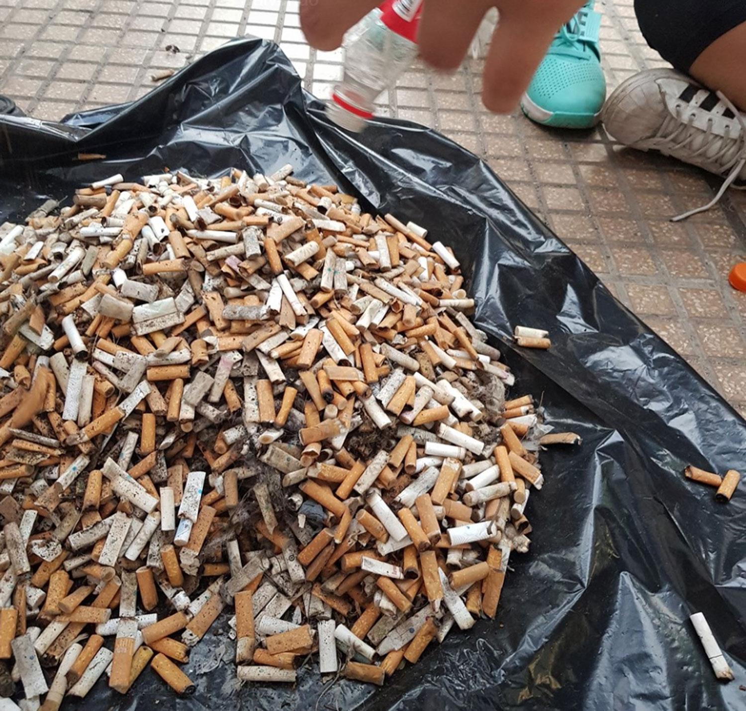 Un grupo de jóvenes recolectó más de 4.000 colillas de cigarrillos en el microcentro