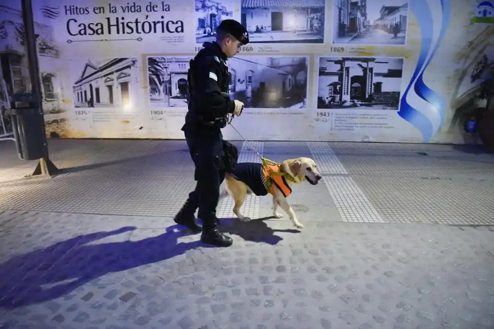 SIEMPRE ATENTO. Ramón madrugó el pasado 9 de Julio para olfatear los sitios que iba a visitar el presidente, Mauricio Macri, y otras autoridades. 