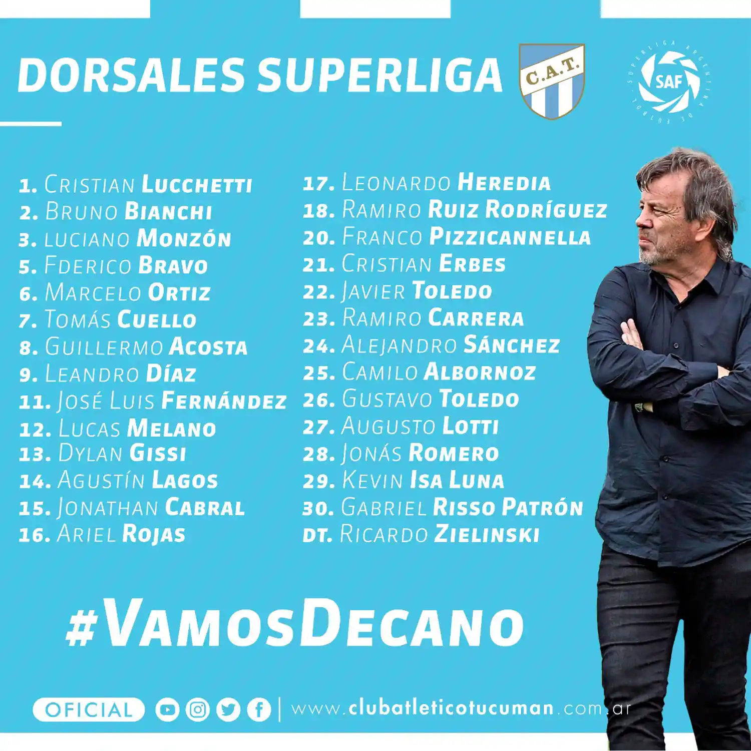 ACÁ ESTÁ, ESTOS SON. Atlético presentó los dorsales que eligieron los jugadores. GENTILEZA PRENSA ATLÉTICO