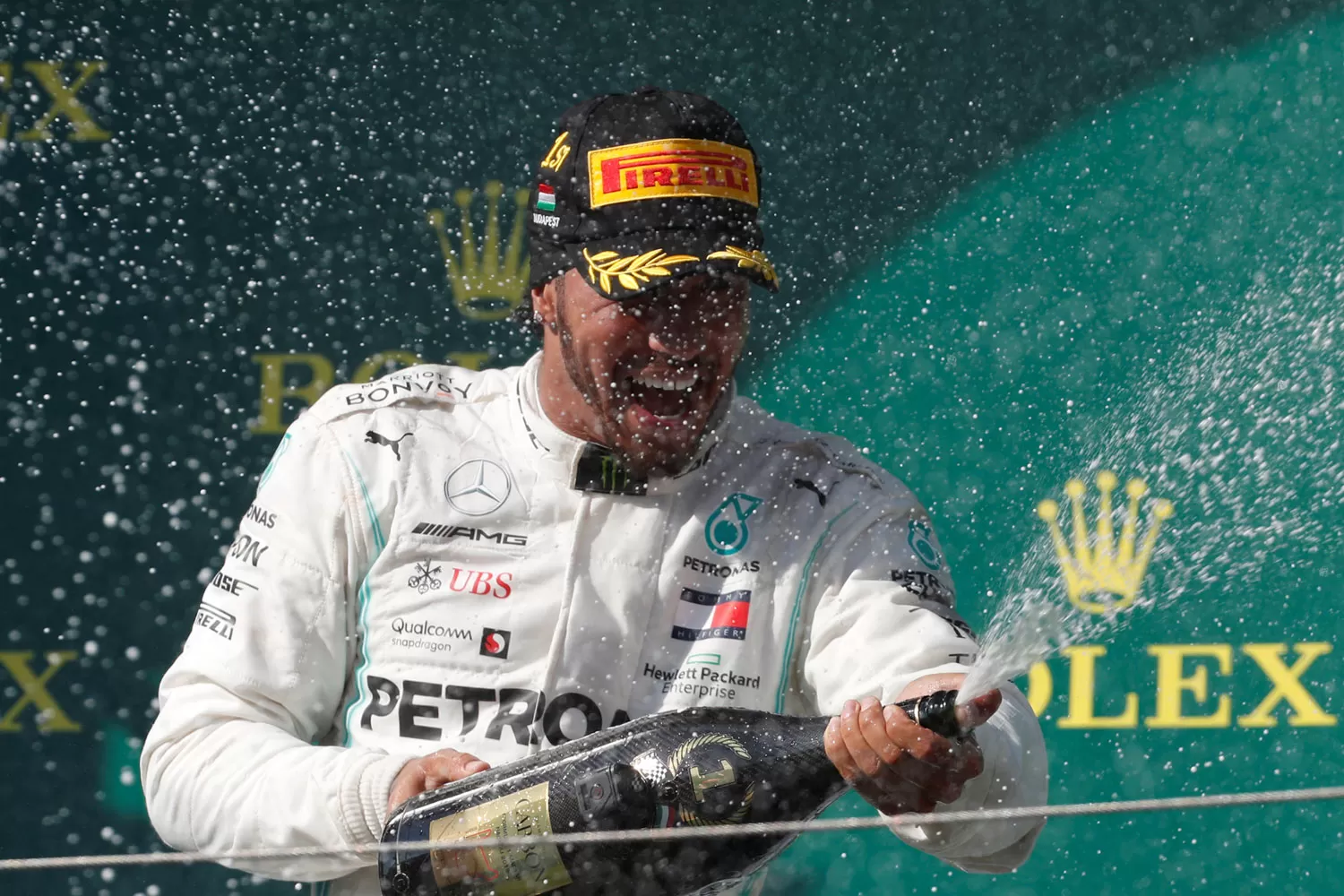 TODO SUYO. Hamilton festejó en Hungría y estira su liderazgo en la cima de la Fórmula 1. REUTERS