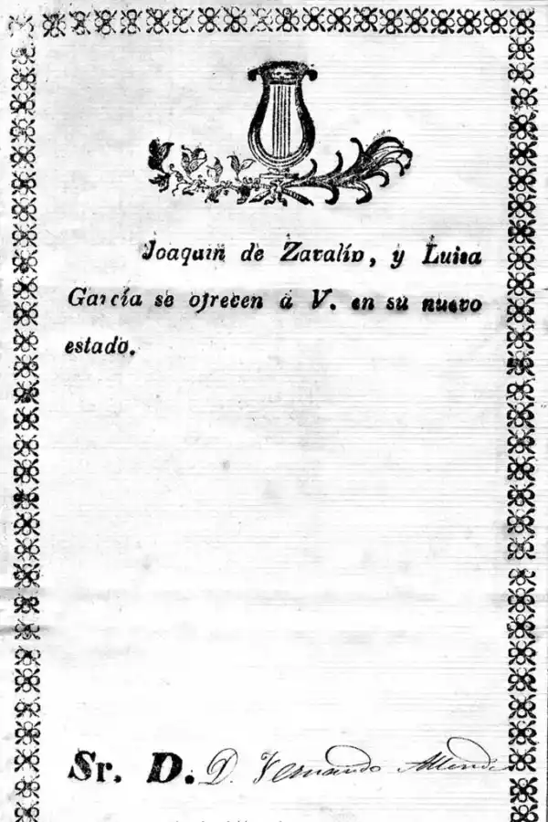 RECIÉN CASADOS. Esquela donde se ofrecían a las amistades “en su nuevo estado”.