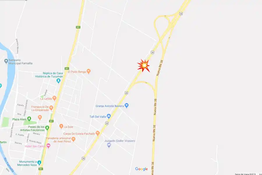 El lugar del choque es a pocos metros de la finalización de la autopiosta Tucumán-Famaillá