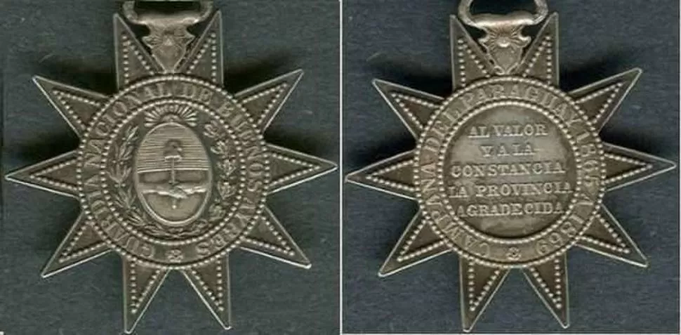 CONDECORACIÓN. Una de las medallas que recibió Álvarez en la Guerra del Paraguay 
