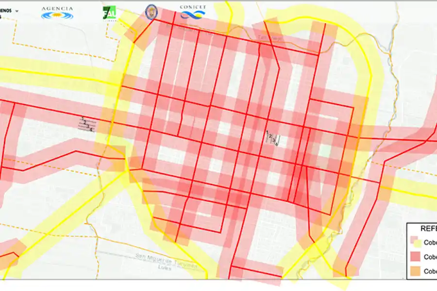 Así quedaría la cobertura del transporte urbano en el planteo de Escándar Fernández. En una encuesta previa, concluyó que el mayor porcentaje de usuarios está dispuesto a caminar hasta cuatro cuadras.