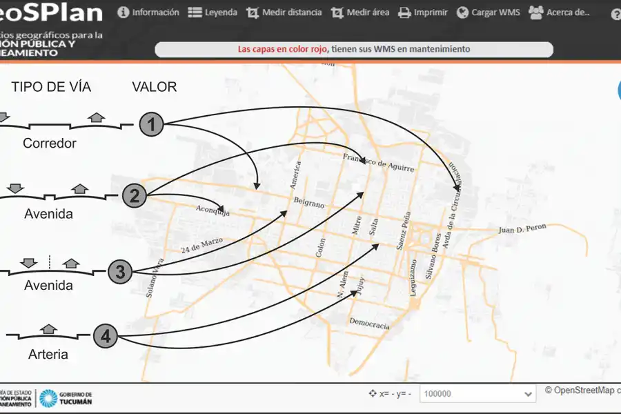 Primer paso: clasificar las avenidas y calles con un valor. El valor más alto es el de menor preferencia para que circulen los ómnibus, en este planteo.