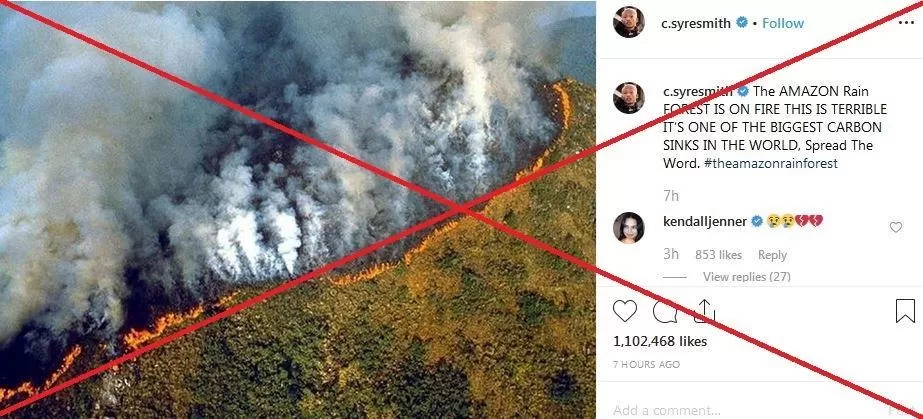 Circulan varias fotos falsas de los incendios en el Amazonia