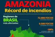 Incendio en la Amazonia: el avance del fuego tiñe las noches de amarillo