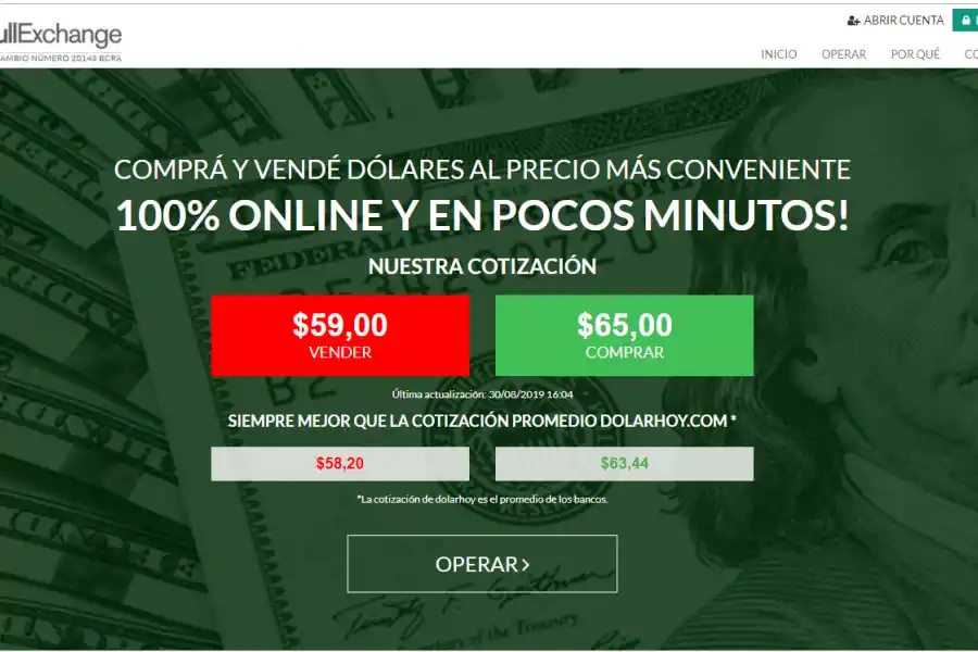 Bancos online y los home banking de entidades tradicionales como BBVA y Galicia remarcaron la divisa a $ 65.