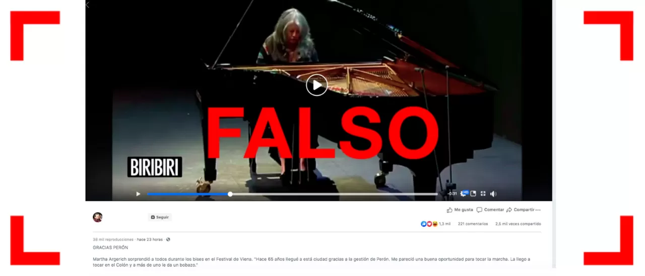 No, no es real el video de Martha Argerich tocando la marcha peronista