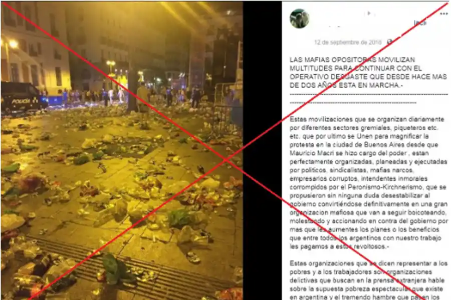 No, esta imagen no muestra cómo quedó Buenos Aires tras una protesta contra Macri