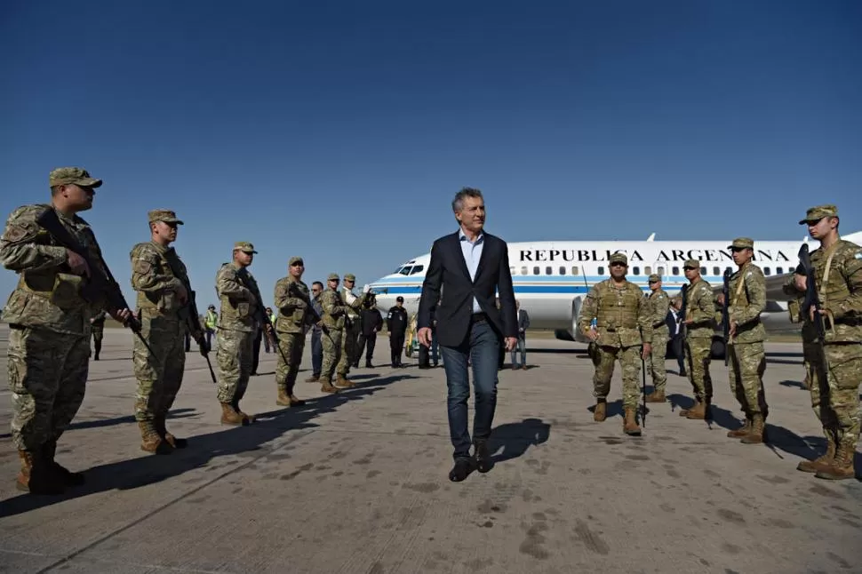 Una fuerte custodia acompañó el paso del presidente Mauricio Macri