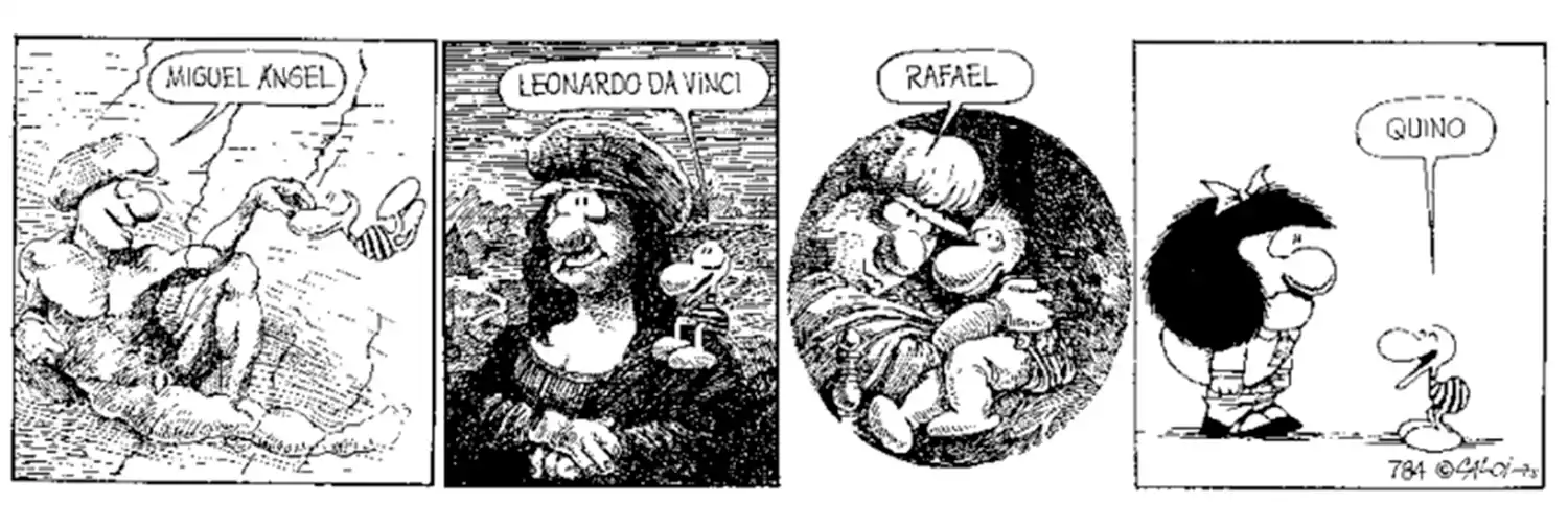 CLÁSICO. Un homenaje de Caloi a Quino.