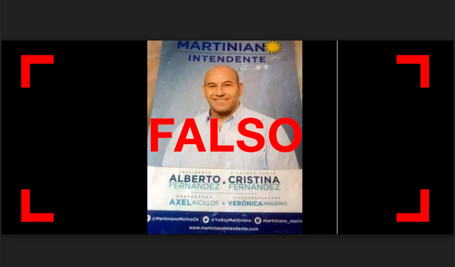 Son falsos los afiches de campaña de Martiniano Molina apoyando a la fórmula Fernández-Fernández
