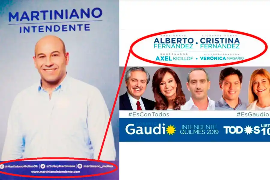 Son falsos los afiches de campaña de Martiniano Molina apoyando a la fórmula Fernández-Fernández