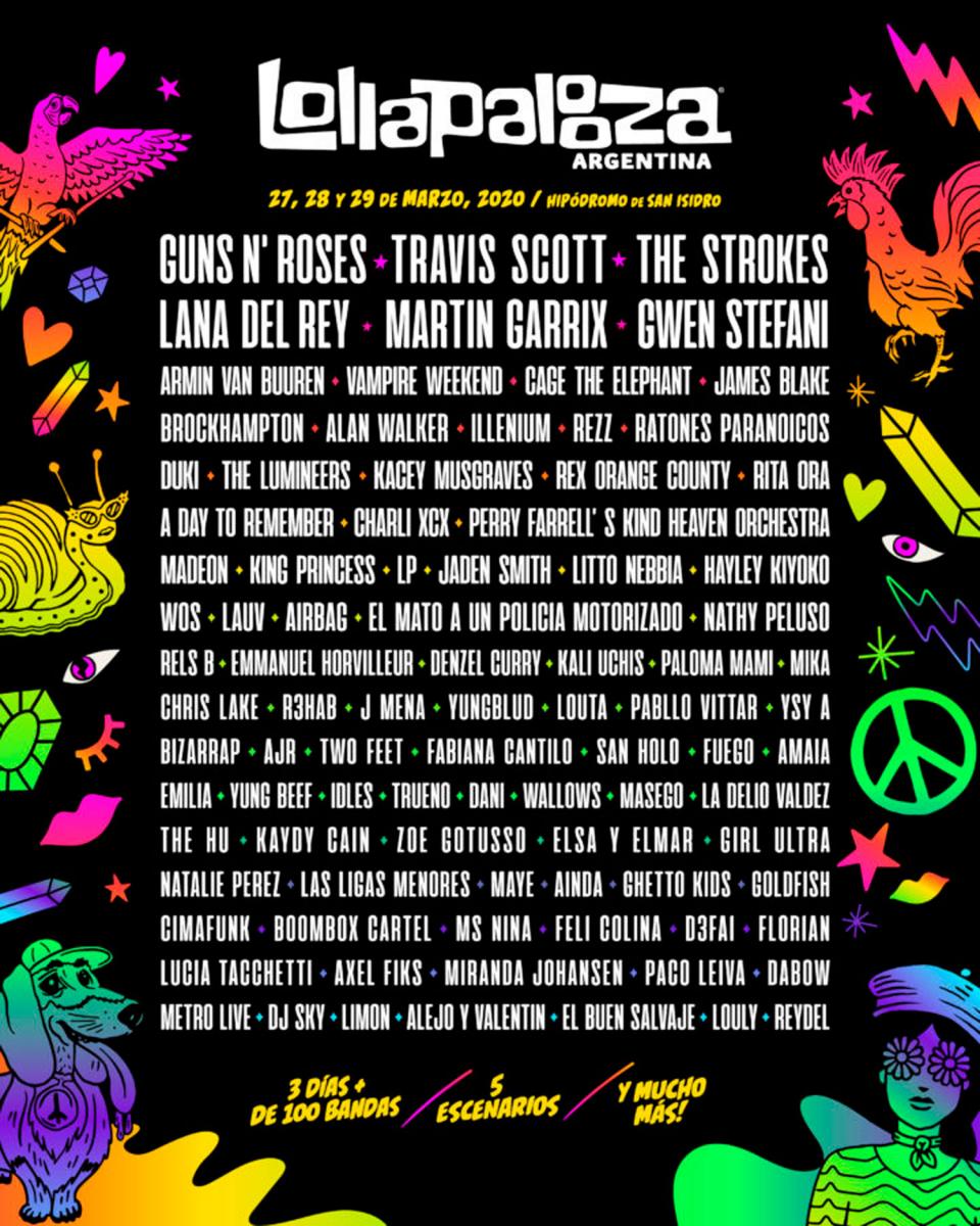 Los Guns, Travis Scott y The Strokes encabezan grilla del Lollapalooza 2020
