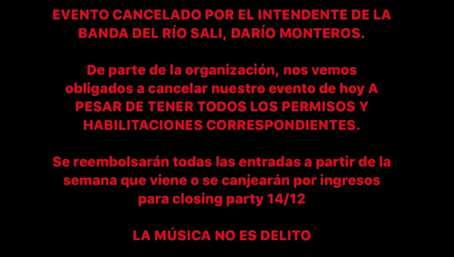 El descargo de la organización del evento