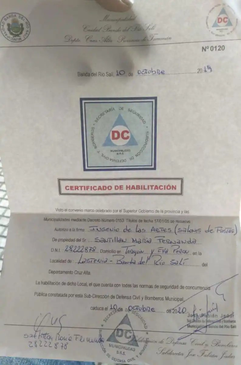 La habilitación con la que contaban los organizadores