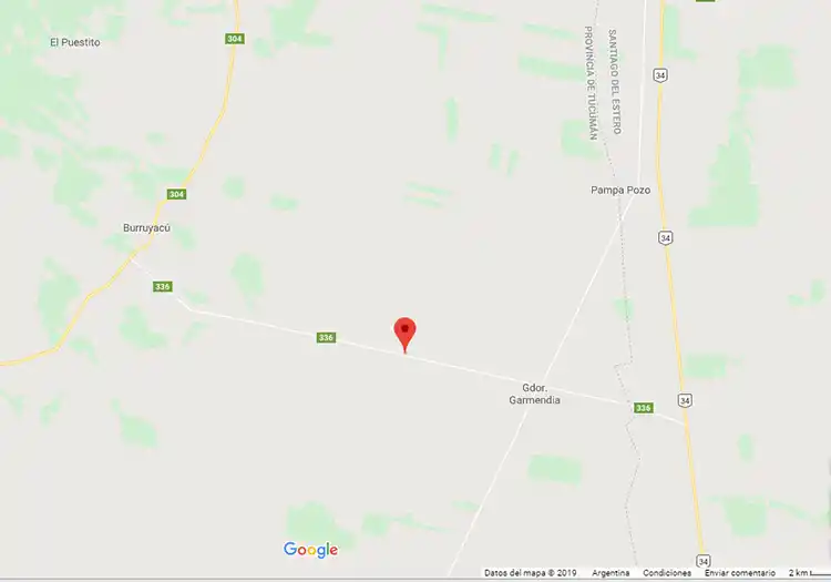 El lugar del incidente fue en el km 7,5 de la ruta 336, aproximadamente.