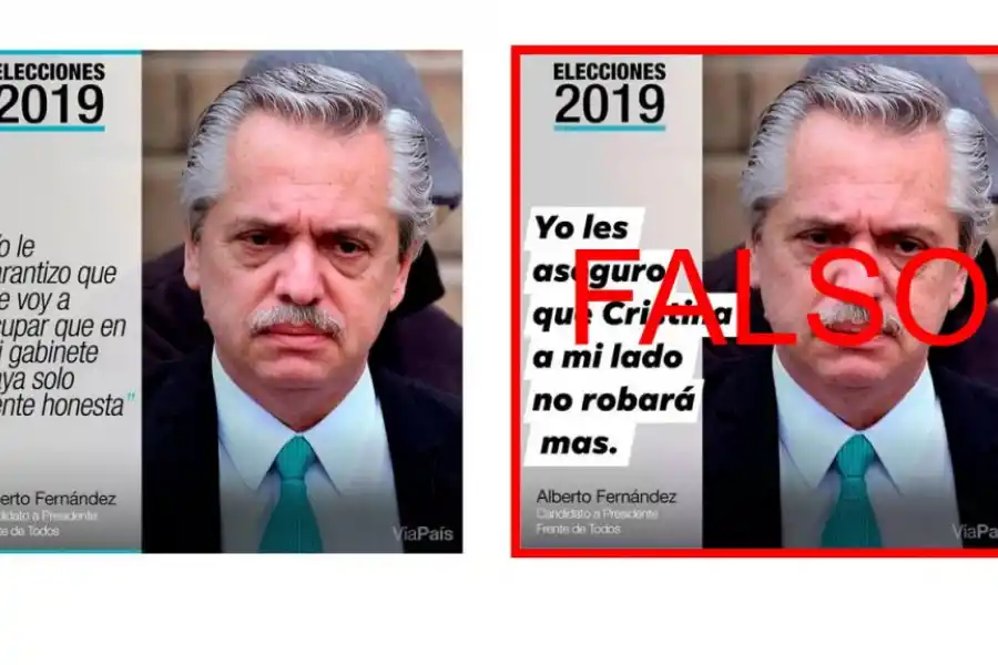 Es falsa la imagen donde Alberto Fernández dice: “Yo les aseguro que Cristina a mi lado no robará más”