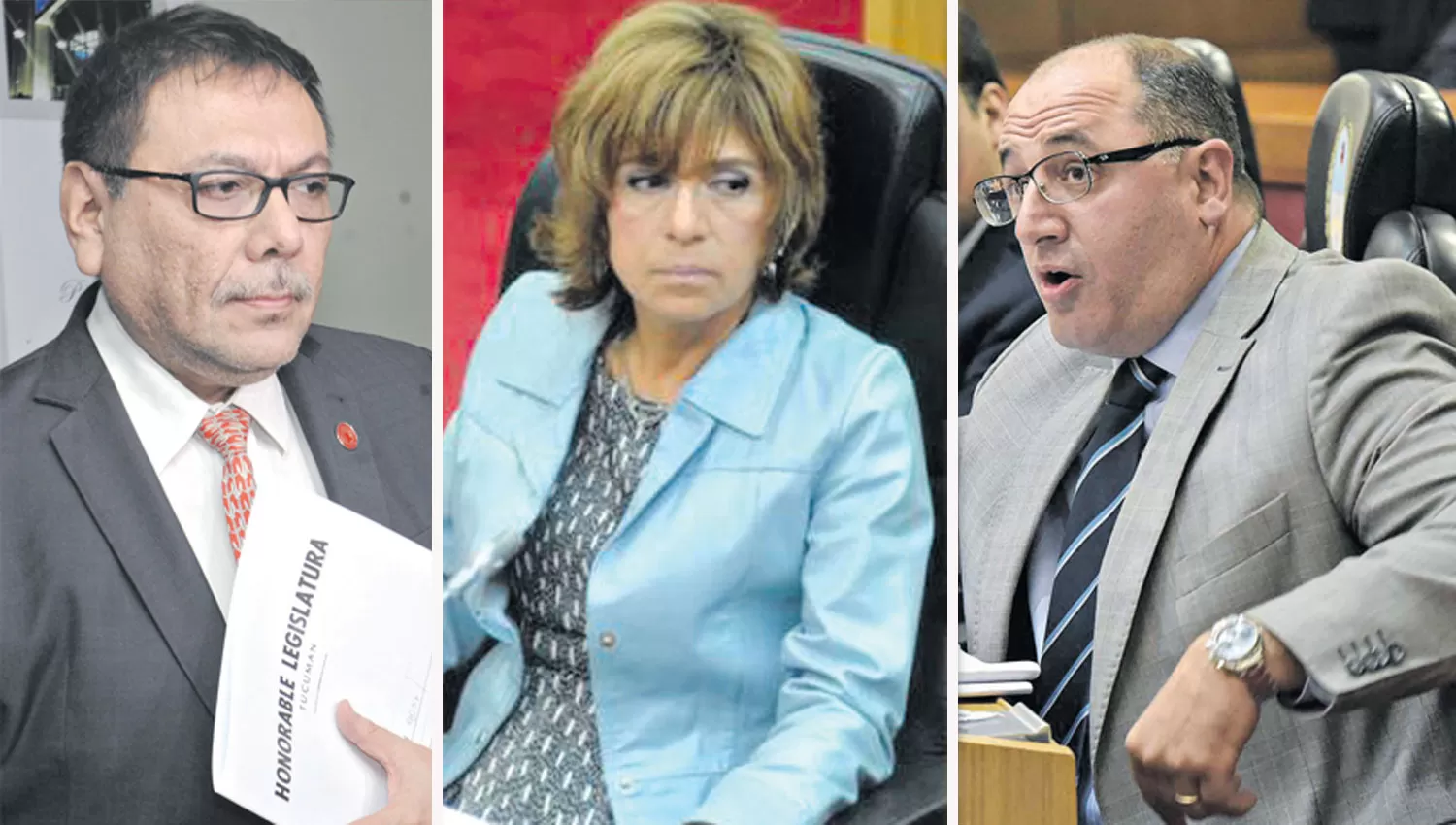 Los legisladores Fernando Valdez, Stella Maris Córdoba y Marcelo Caponio.