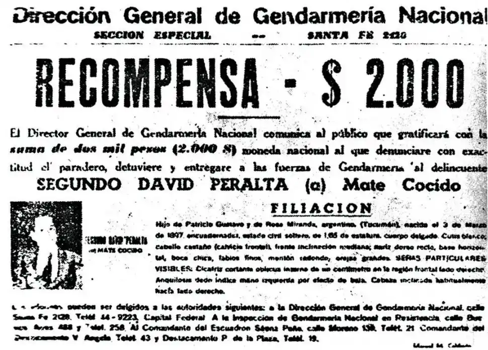 RECOMPENSA. Durante años, el monterizo fue el más buscado por Gendarmería.