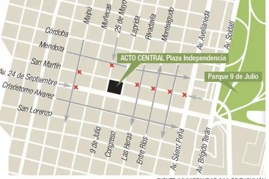 Así se diagramó el corte de tránsito vehicular.
