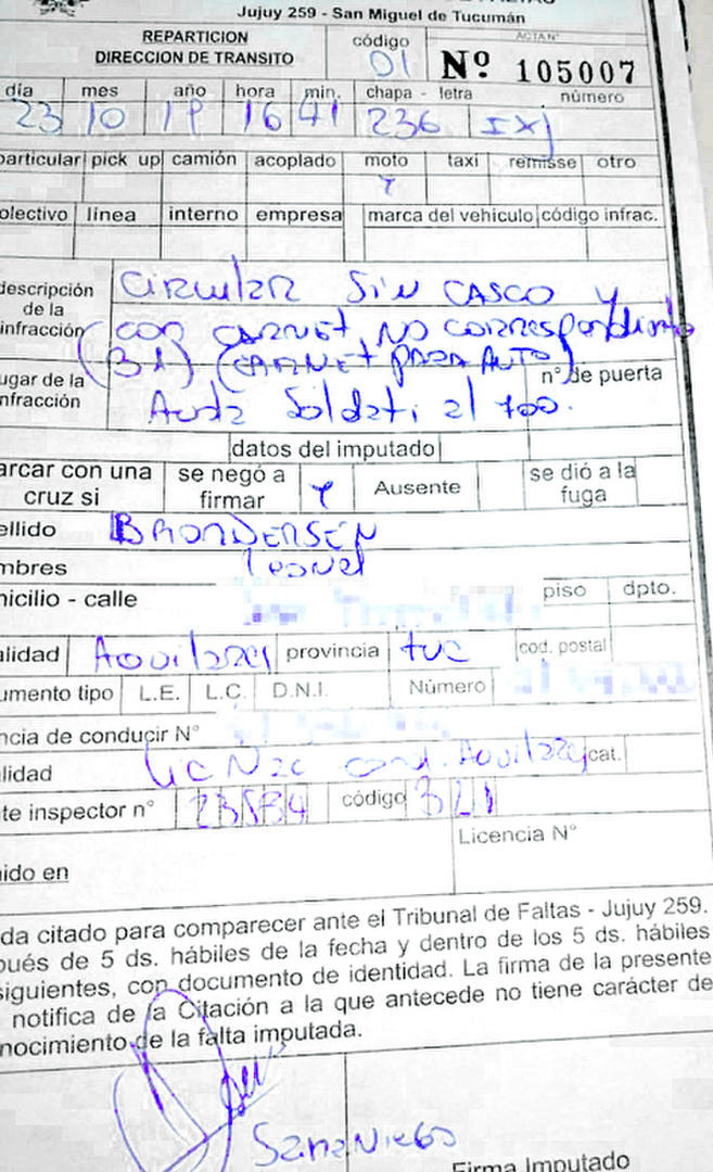 A las normas viales las viola hasta el hijo de un legislador