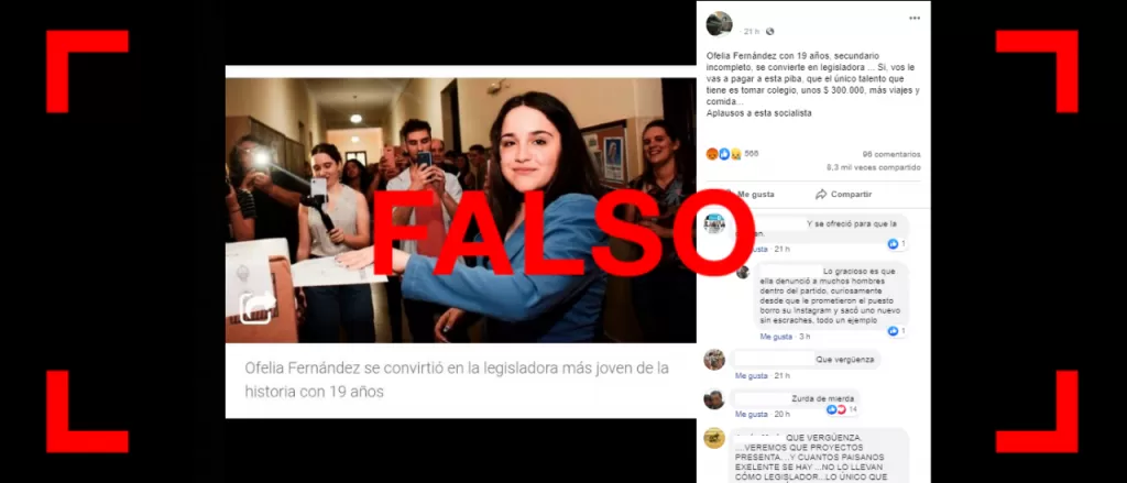 Ofelia Fernández: es falso que no terminó el secundario y que un legislador cobra $ 300.000