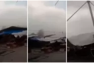 Video: un fuerte viento arrasó con una feria en Simoca