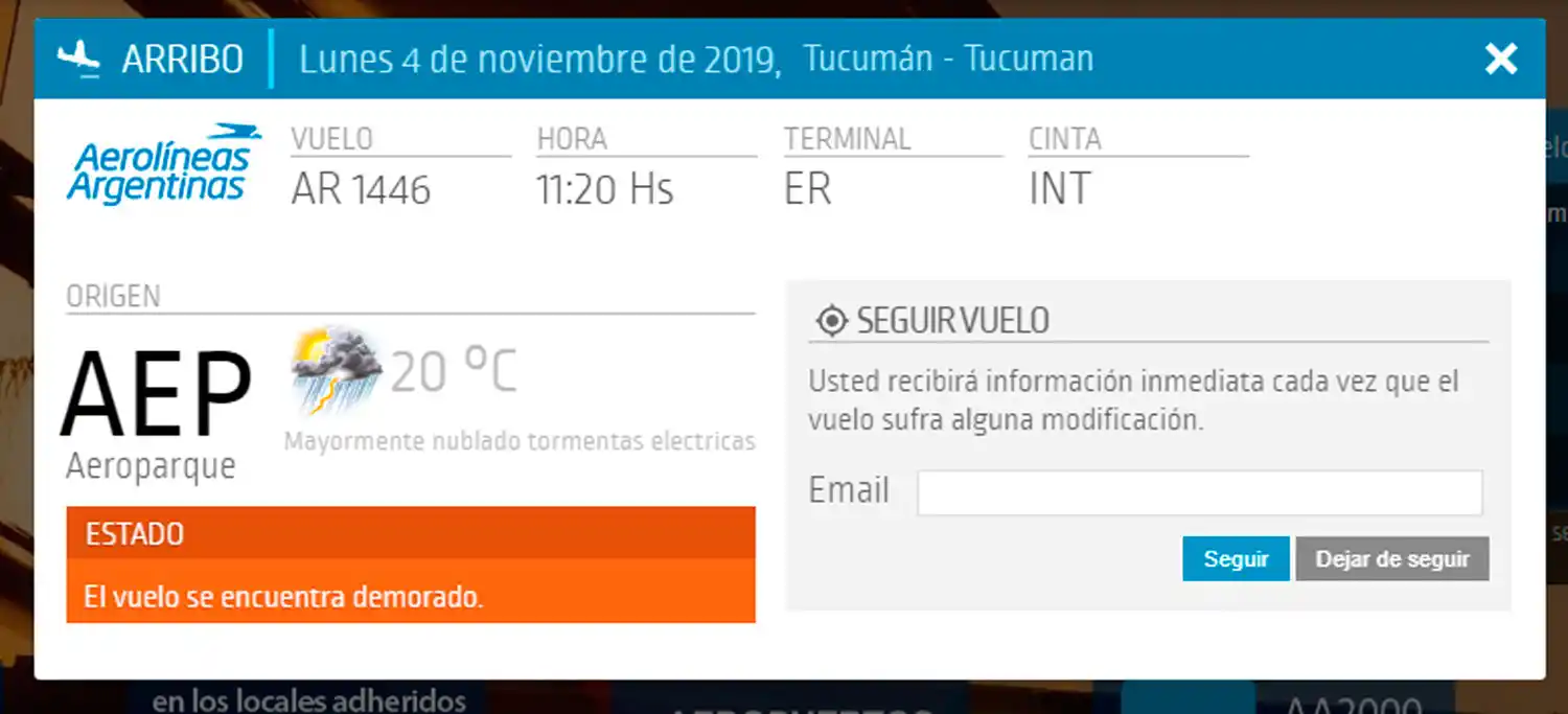 Demoras en el aeropuerto Benjamín Matienzo por la tormenta en Buenos Aires