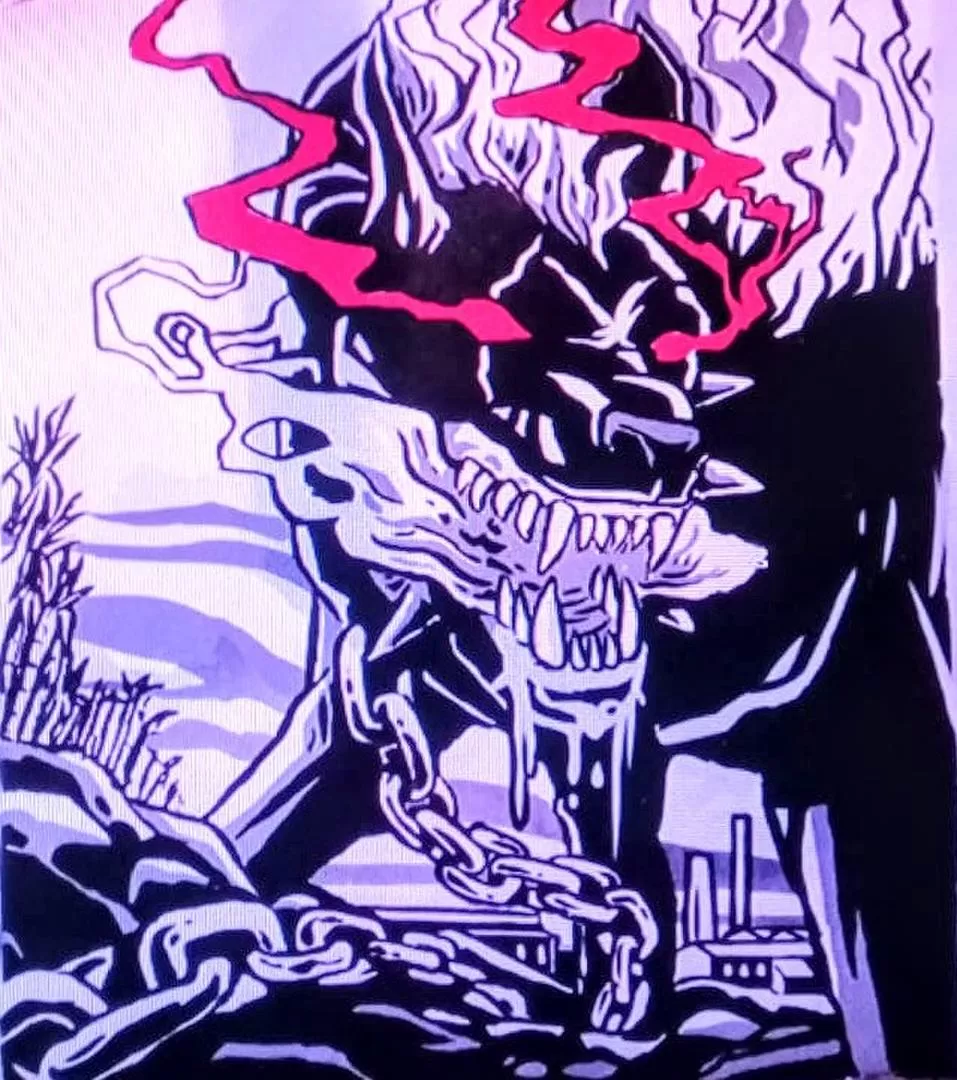 DESTREZA TÉCNICA. Entre el hiperrealismo y la ilustración del cómic, en el mural de Natalia Véliz.  