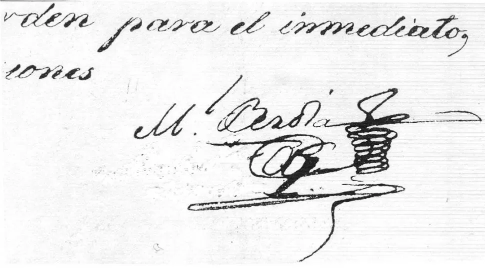 MANUEL BERDIA. Firma del médico en uno de los muchos documentos oficiales de su época. 