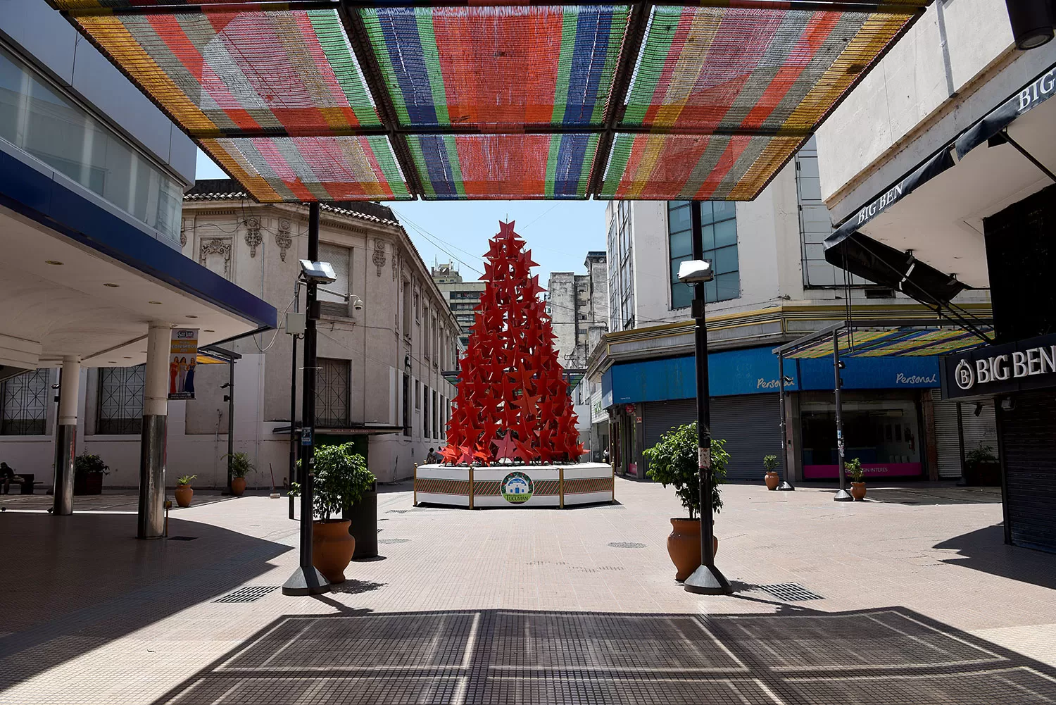 Se termina el año y el árbol de Navidad ya deslumbra en la peatonal