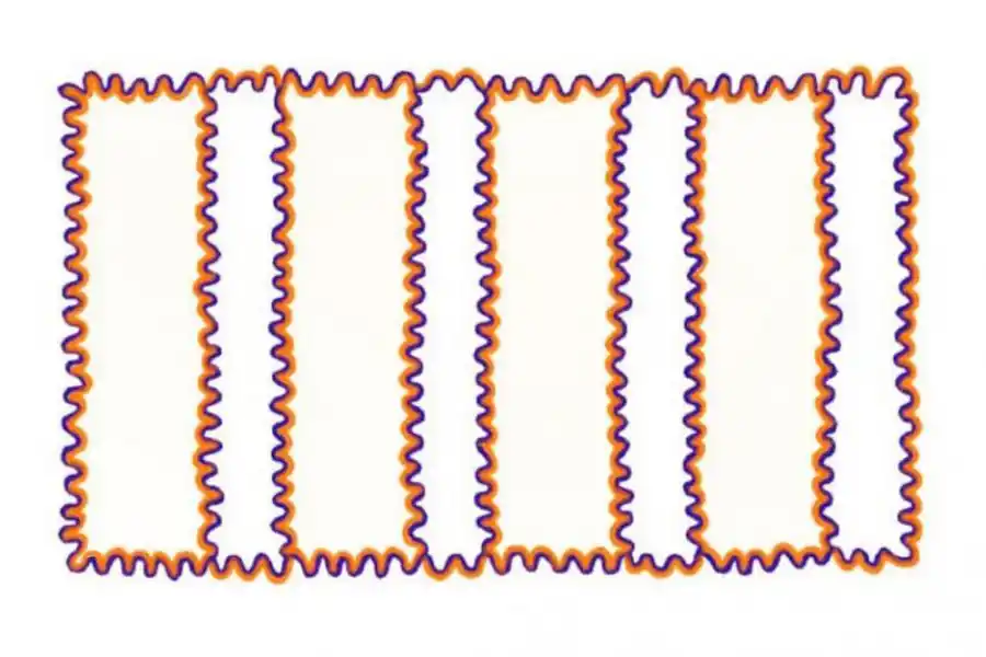 DIFUSIÓN. Todos los rectángulos tienen fondo blanco, pero por efecto de la difusión del naranja oscuro, los más anchos los percibimos levemente amarillentos. 