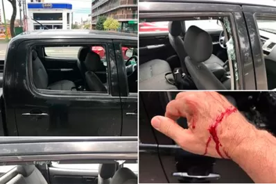 Le rompió los vidrios de la camioneta y, como no le pudo robar, lo lastimó