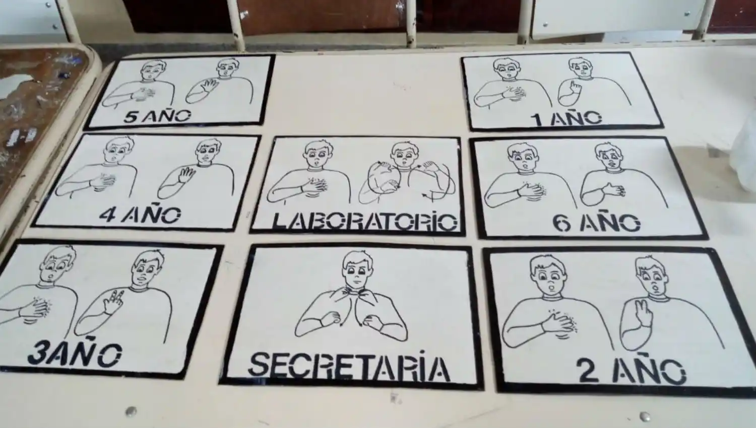 CARTELES. Se identificó cada espacio con dibujos en lengua de señas.
