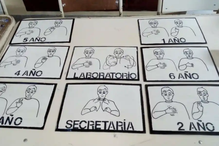 CARTELES. Se identificó cada espacio con dibujos en lengua de señas.