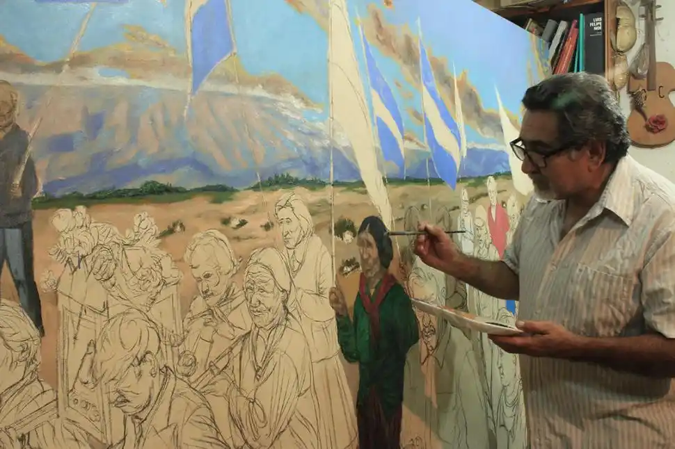 EN EL TALLER. Paleta y pincel, en mano aplica el color en cada figura.  