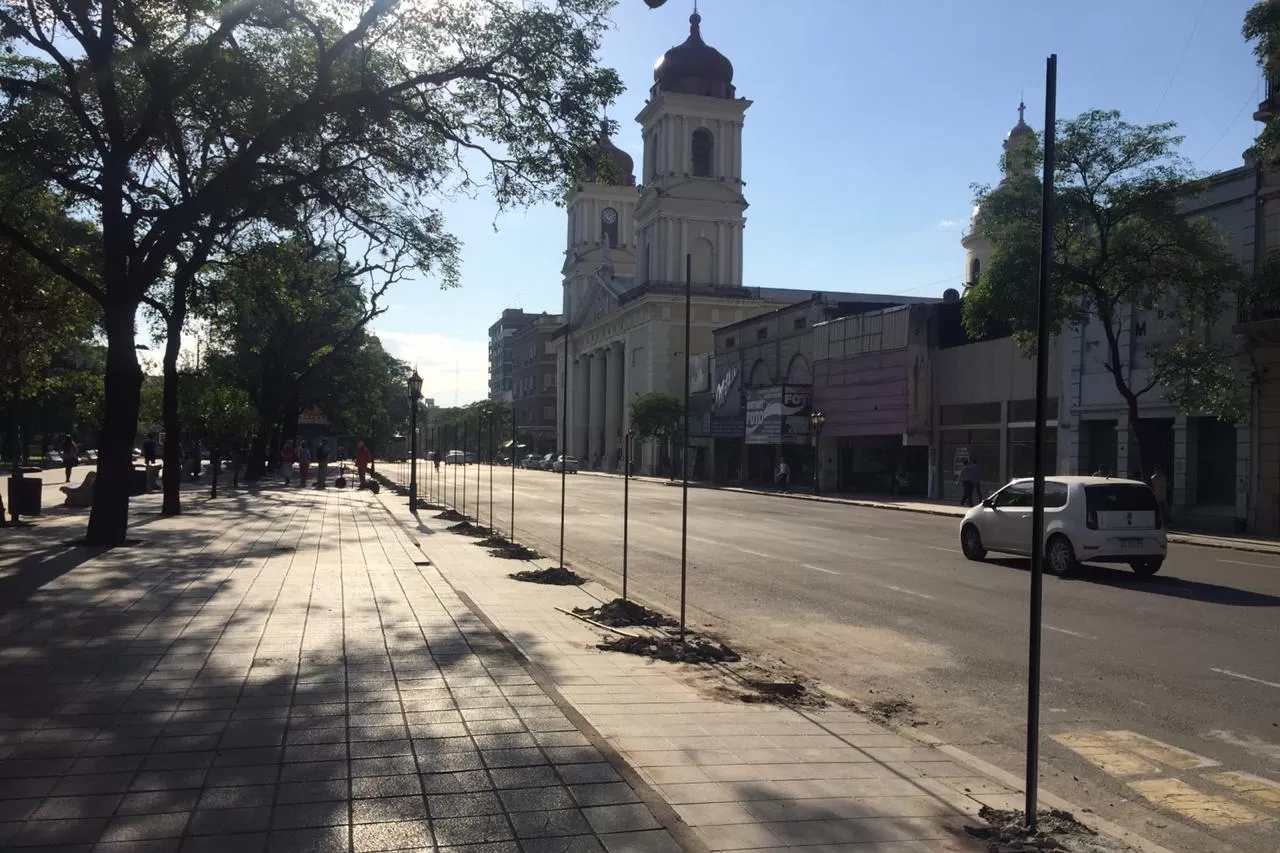 Plaza Independencia: comenzaron los trabajos para embellecer el paseo