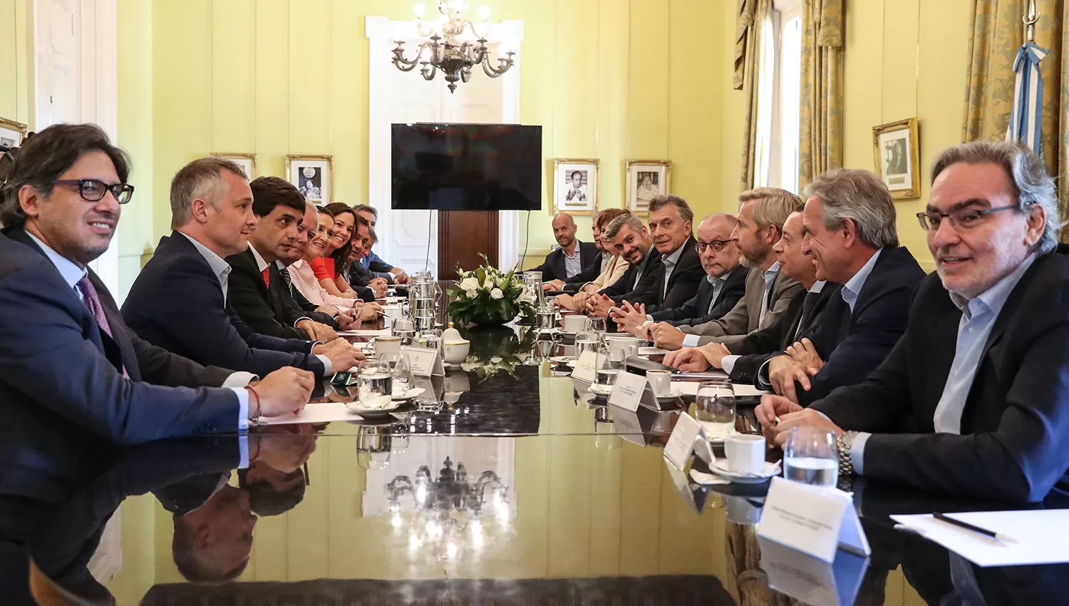 Una de las imágenes tomadas durante la reunión de Macri con su gabinete. TÉLAM
