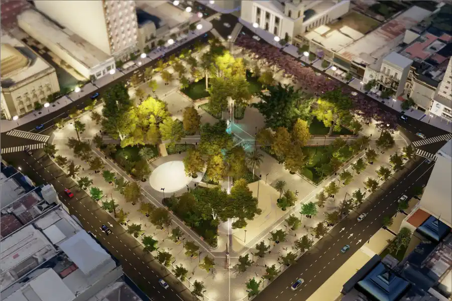 Plaza Independencia: comenzaron los trabajos para embellecer el paseo