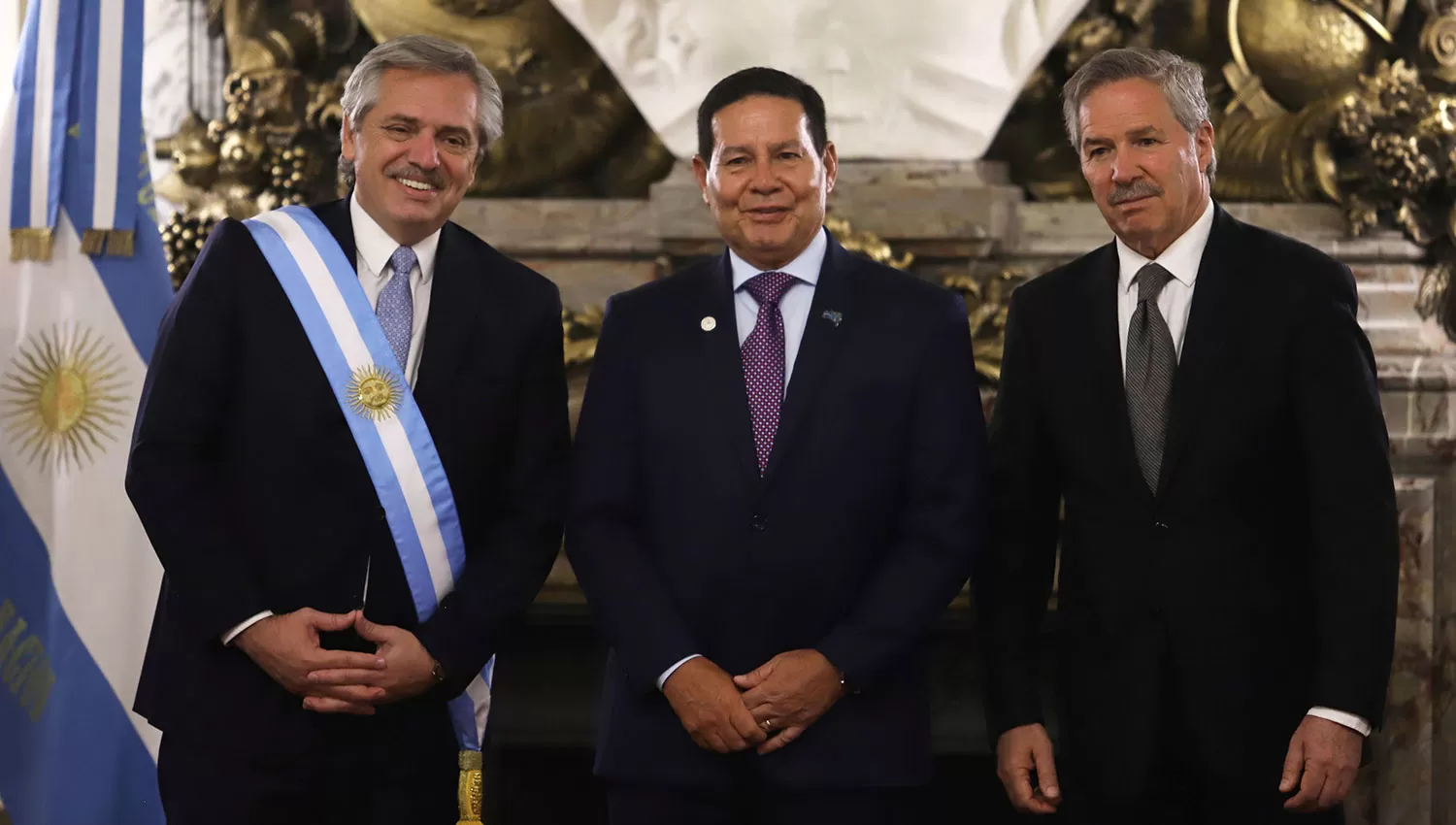 Fernández, Moura y Felipe Solá en la asunción del Presidente. REUTERS 