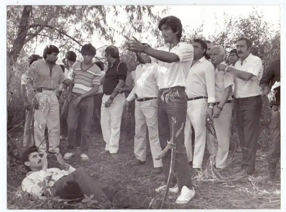 PERICIA CLAVE. Ricardo “Pupa” Luna, uno de los acusados, explica cómo se produjo el hecho durante la reconstrucción. 