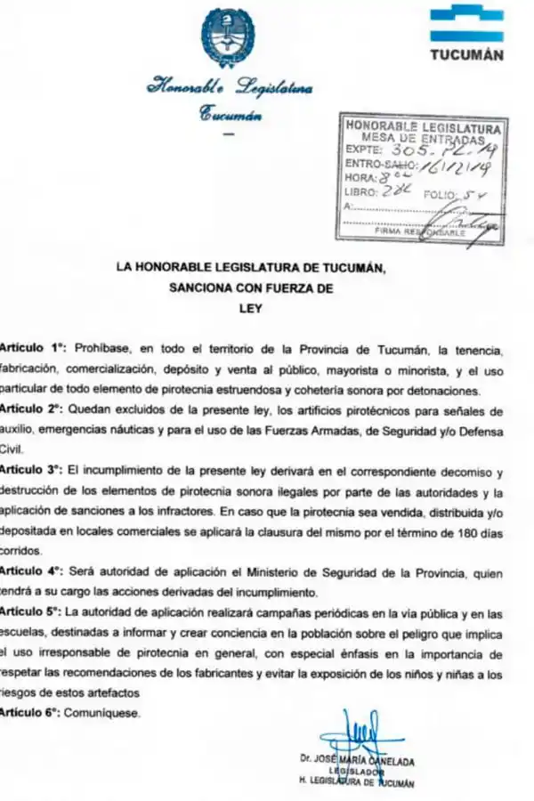 Presentan un proyecto para prohibir la pirotecnia sonora en la provincia