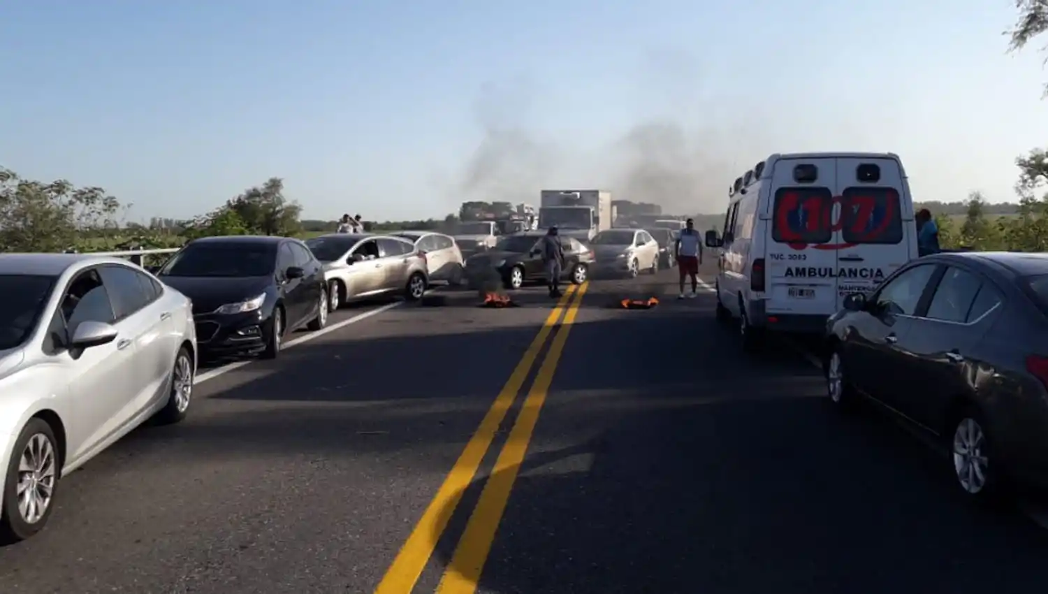 Corte de ruta en la 38