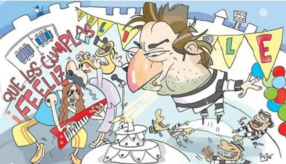 ESCÁNDALO. El dibujo que publicó LA GACETA para ilustrar la nota del cumpleaños que “Piki” realizó en el penal. 