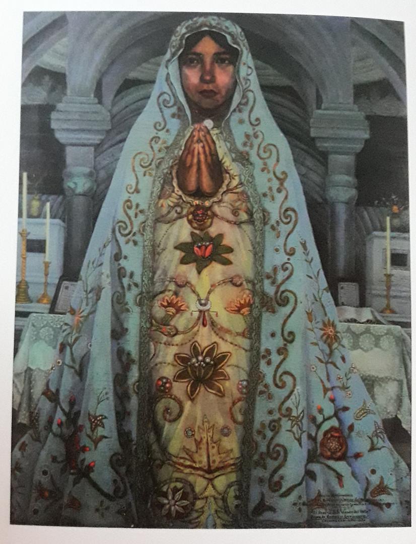 “La ropa de la Virgen del Valle” se titula este cuadro del plástico. 